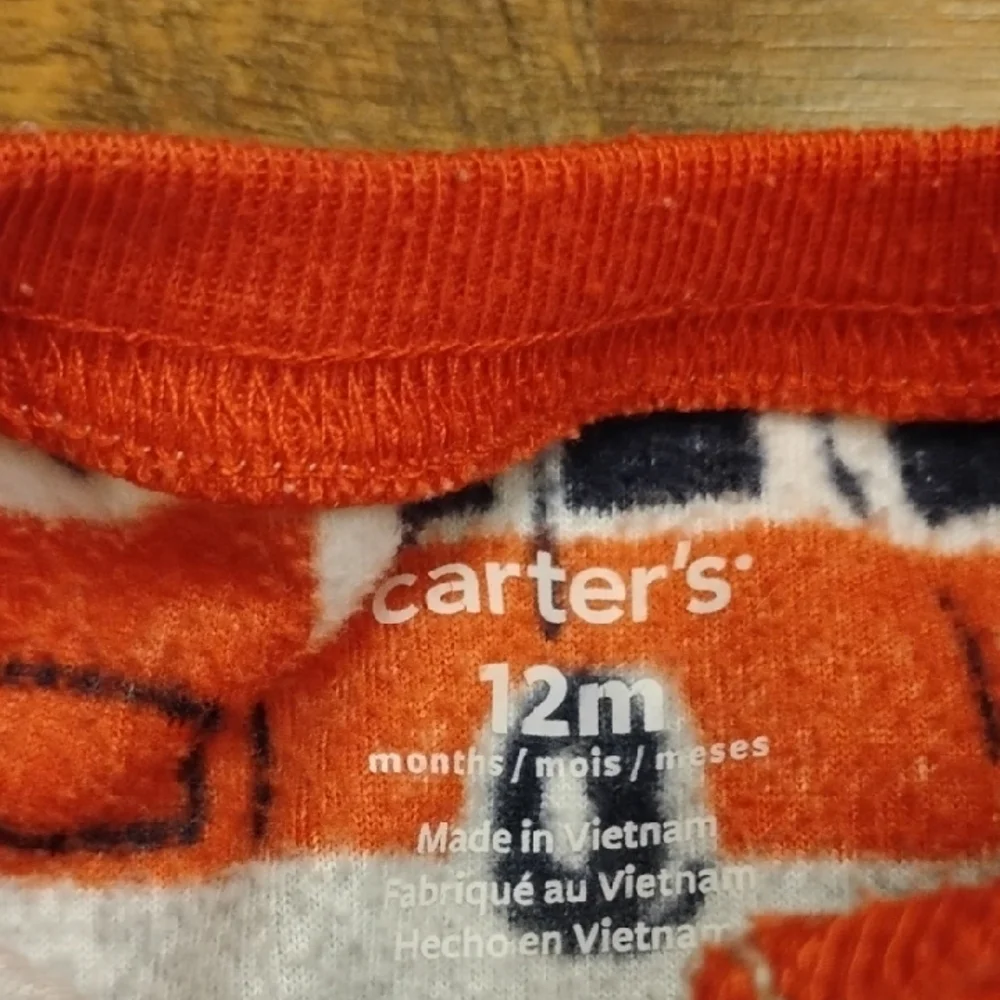 12 Month Boys Carter's Gray and Red Fire Truck Footie Pajamas
